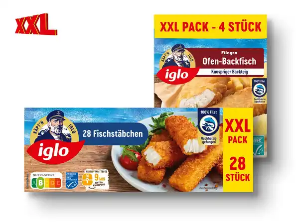 Bild 1 von Iglo Fischstäbchen/Filegro Ofen-Backfisch/Backfisch-Stäbchen XXL