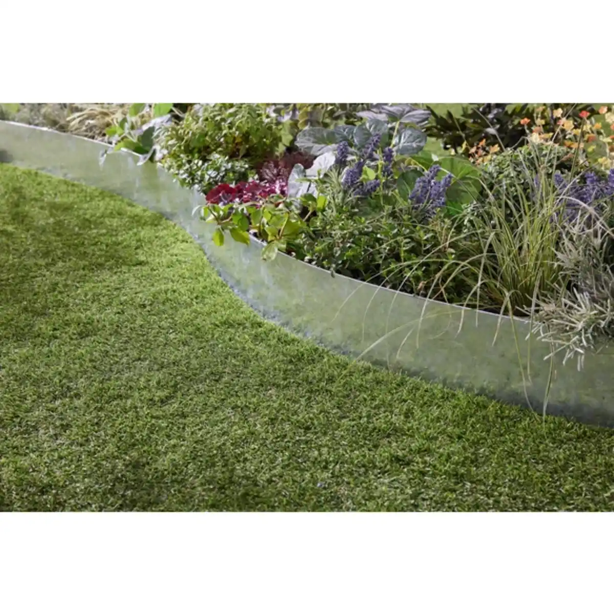 Bild 1 von Rasen- Beet- und Trennkante, 4er-Set, LxH: 119,2 x 13 cm, Stahlblech, Stärke: 0,5 mm, Stahl verzinkt