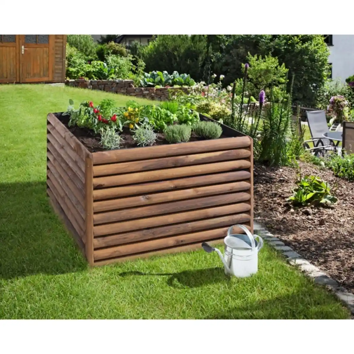 Bild 1 von Mr. GARDENER Hochbeet, inkl. Beschläge, 120x120x80 cm, Fassungsvermnögen: 1050 l, braun inkl. Vlies