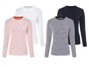 esmara® Damen Langarmshirt, 2 Stück, aus Stretchjersey