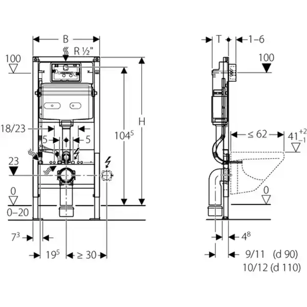 Bild 2 von GEBERIT Vorwand-Spülkasten »Duofix Basic für 2-Mengen-Spülung«, blau