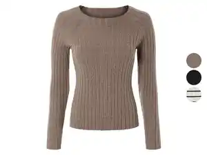 esmara® Damen Strickpullover, in modischer Rippstrick-Qualität