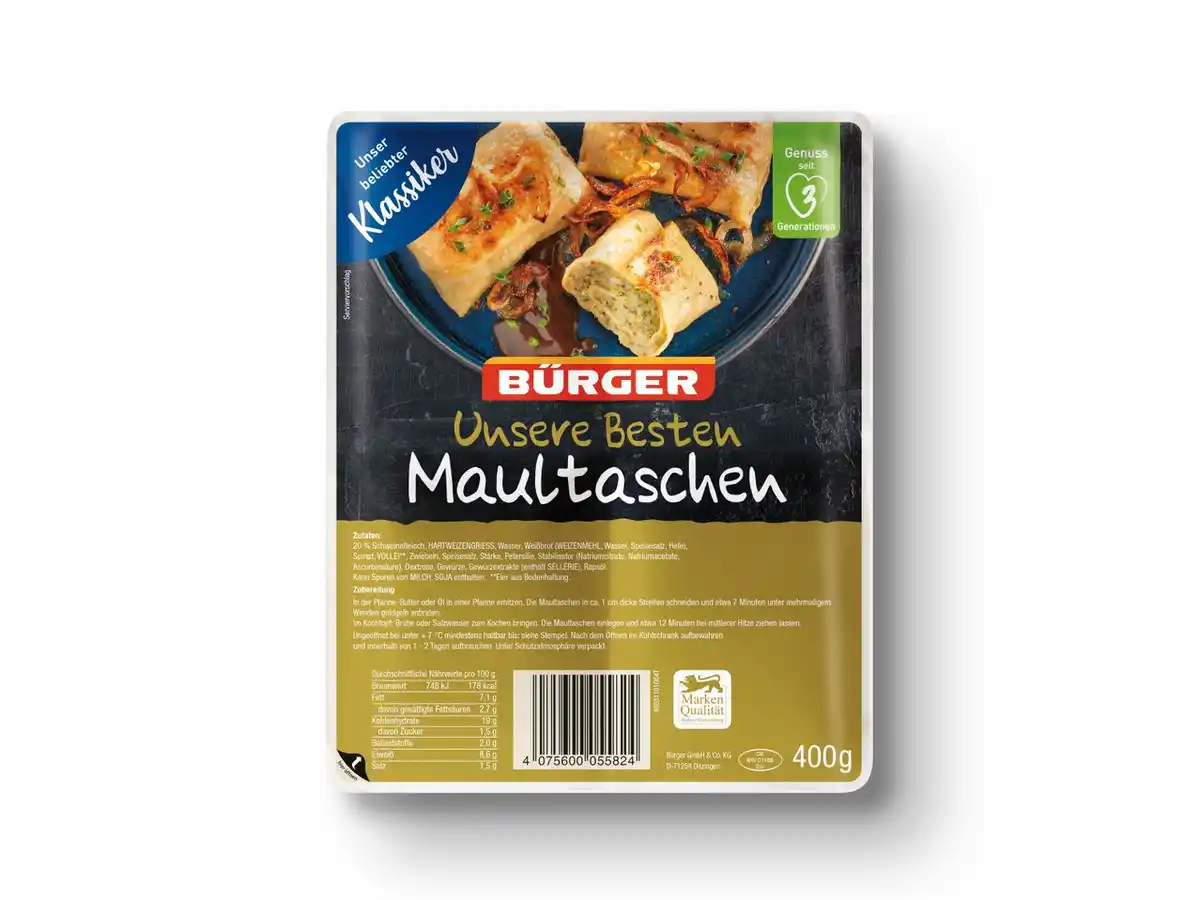 Bild 1 von Bürger Unsere Besten Maultaschen,  400 g