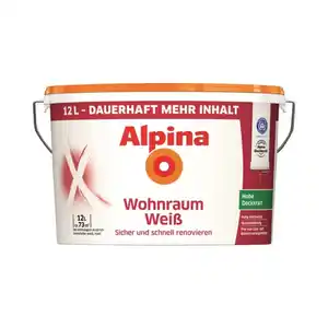 ALPINA Wandfarbe »Wohnraumweiß«, 12 l, weiß