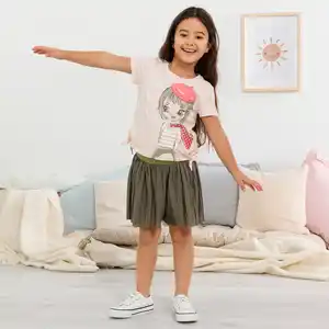 Kinder-Mädchen-Plissee-Shorts mit Lurex-Bund