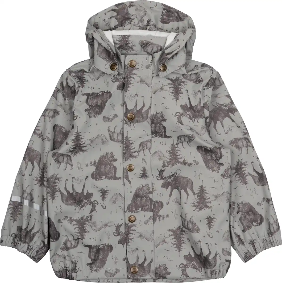 Bild 1 von Mikk-Line Regenjacke mit Waldtier-Muster, grau, Gr. 122/128