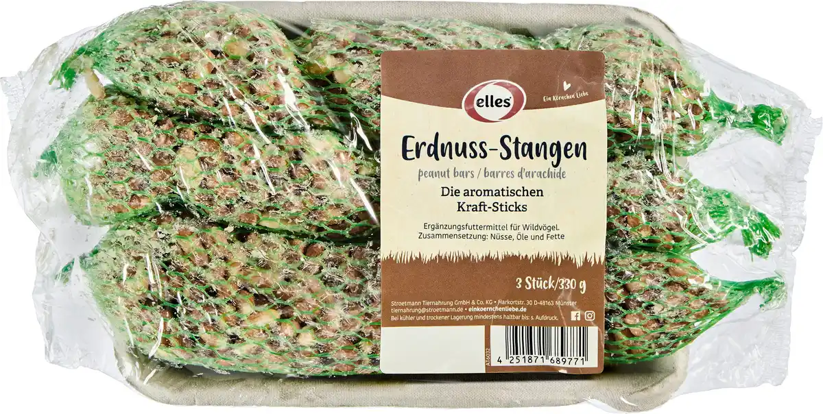Bild 1 von Elles Wildvogelfutter Erdnuss-Stangen 3 Stück