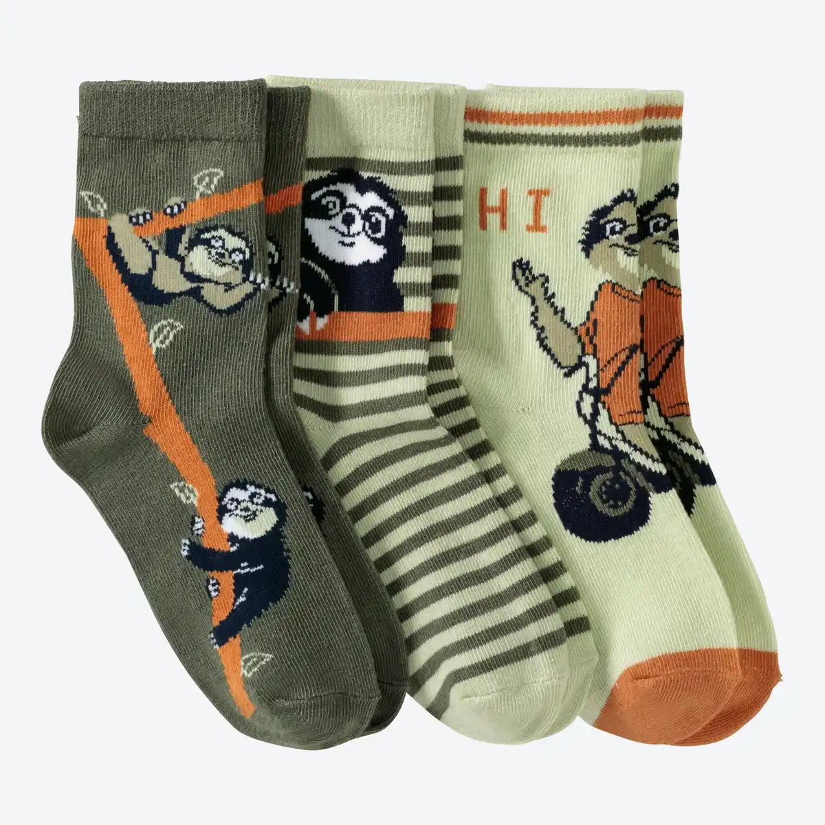 Bild 3 von Kinder-Jungen-Socken mit Faultier-Motiven, 3er-Pack
