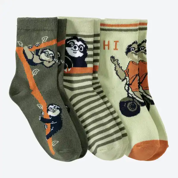 Bild 3 von Kinder-Jungen-Socken mit Faultier-Motiven, 3er-Pack
