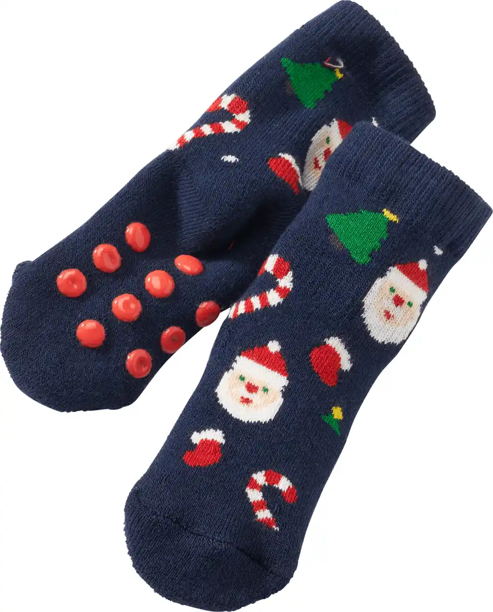 Bild 1 von PUSBLU ABS Socken mit Weihnachts-Muster, blau & rot, Gr. 18/19