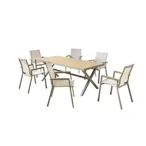 CASAYA Gartenmöbelset »Caladia«, 7-teilig, 6 Stühle, 1 Tisch, Aluminium/Polywood, creme