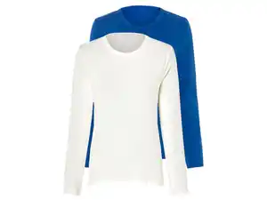 esmara® Damen Langarmshirt, 2 Stück, mit Baumwolle