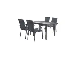 LIVARNO home Alu-Set »Houston«, 5-teilig - Ausziehtisch & 4 Stapelsessel, grau