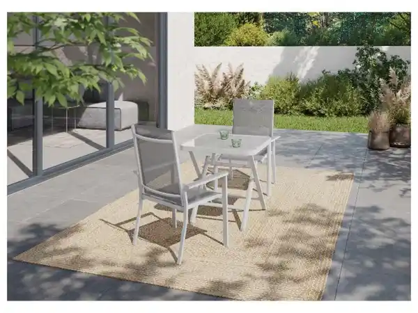 Bild 3 von LIVARNO home Alu-Set »Houston«, 3-teilig - Klapptisch & 2 Stapelsessel, weiß/hellgrau