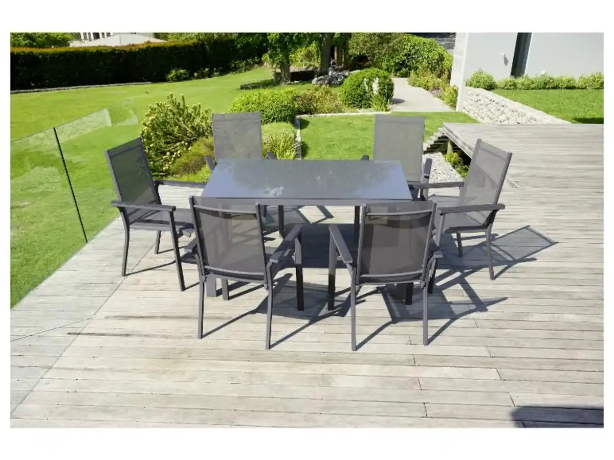 Bild 3 von LIVARNO home Alu-Set »Houston«, 7-teilig - Standardtisch & 6 Stapelsessel, grau