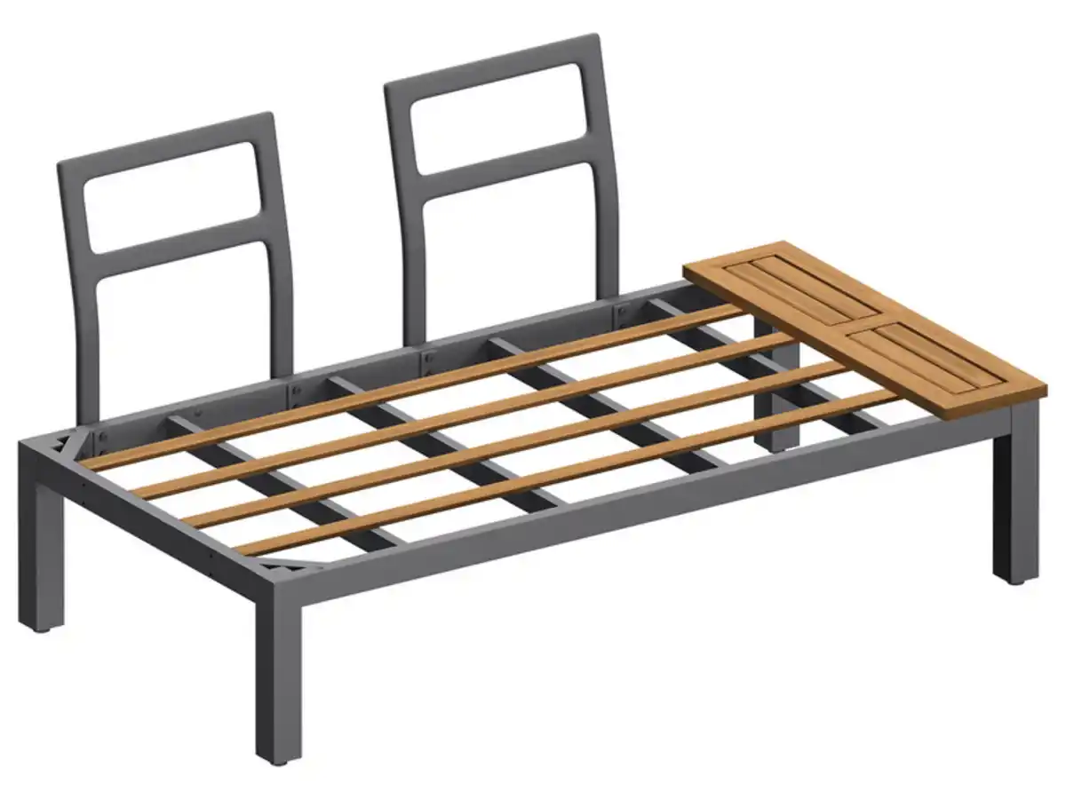 Bild 4 von LIVARNO home Loungeecke, 3-teilig, aus Alu und Holz, braun/grau