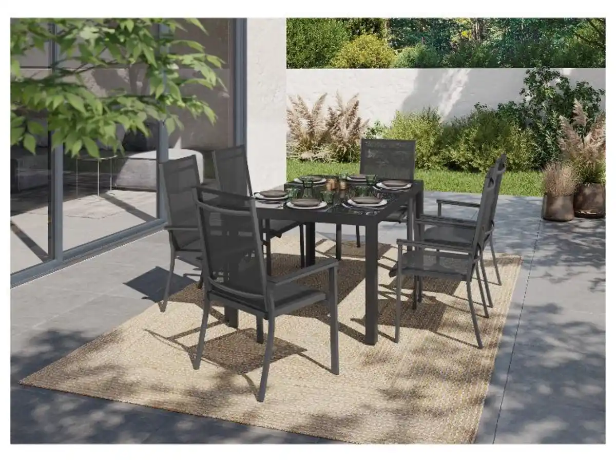 Bild 4 von LIVARNO home Alu-Set »Houston«, 7-teilig - Standardtisch & 6 Stapelsessel, grau