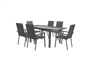 LIVARNO home Alu-Set »Houston«, 7-teilig - Ausziehtisch & 6 Stapelsessel, grau