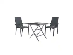 LIVARNO home Alu-Set »Houston«, 3-teilig - Klapptisch & 2 Stapelsessel, grau