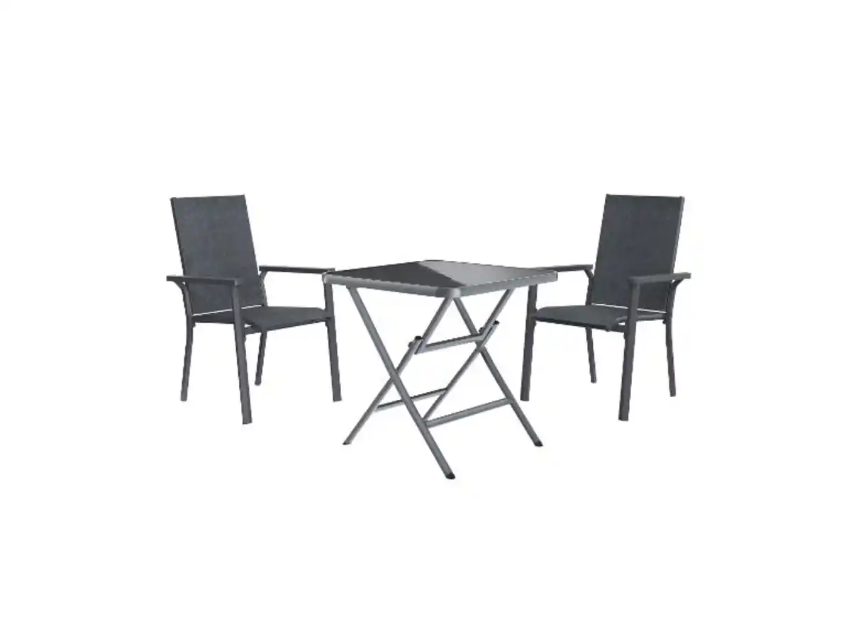 Bild 1 von LIVARNO home Alu-Set »Houston«, 3-teilig - Klapptisch & 2 Stapelsessel, grau