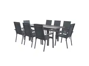 LIVARNO home Alu-Set »Houston«, 9-teilig - Ausziehtisch & 8 Stapelsessel, grau