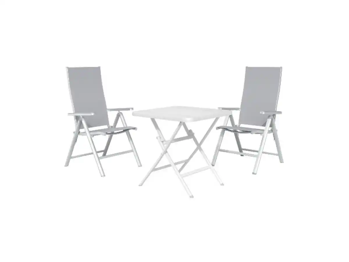 Bild 1 von LIVARNO home Alu-Set »Houston«, 3-teilig - Klapptisch & 2 Hochlehner, weiß/hellgrau