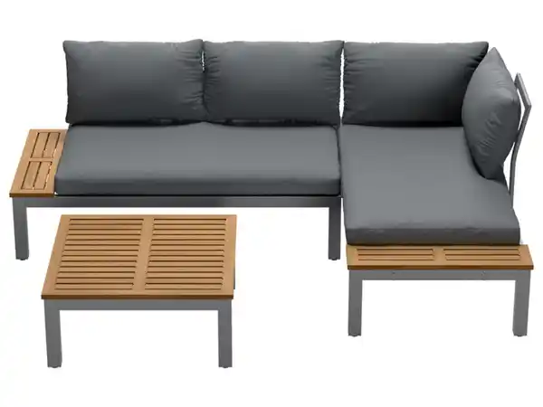 Bild 3 von LIVARNO home Loungeecke, 3-teilig, aus Alu und Holz, braun/grau