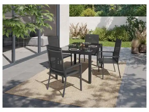 Bild 4 von LIVARNO home Alu-Set »Houston«, 5-teilig - Standardtisch & 4 Stapelsessel, grau