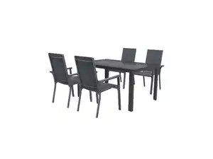 LIVARNO home Alu-Set »Houston«, 5-teilig - Standardtisch & 4 Stapelsessel, grau