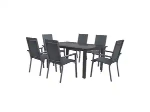 LIVARNO home Alu-Set »Houston«, 7-teilig - Standardtisch & 6 Stapelsessel, grau