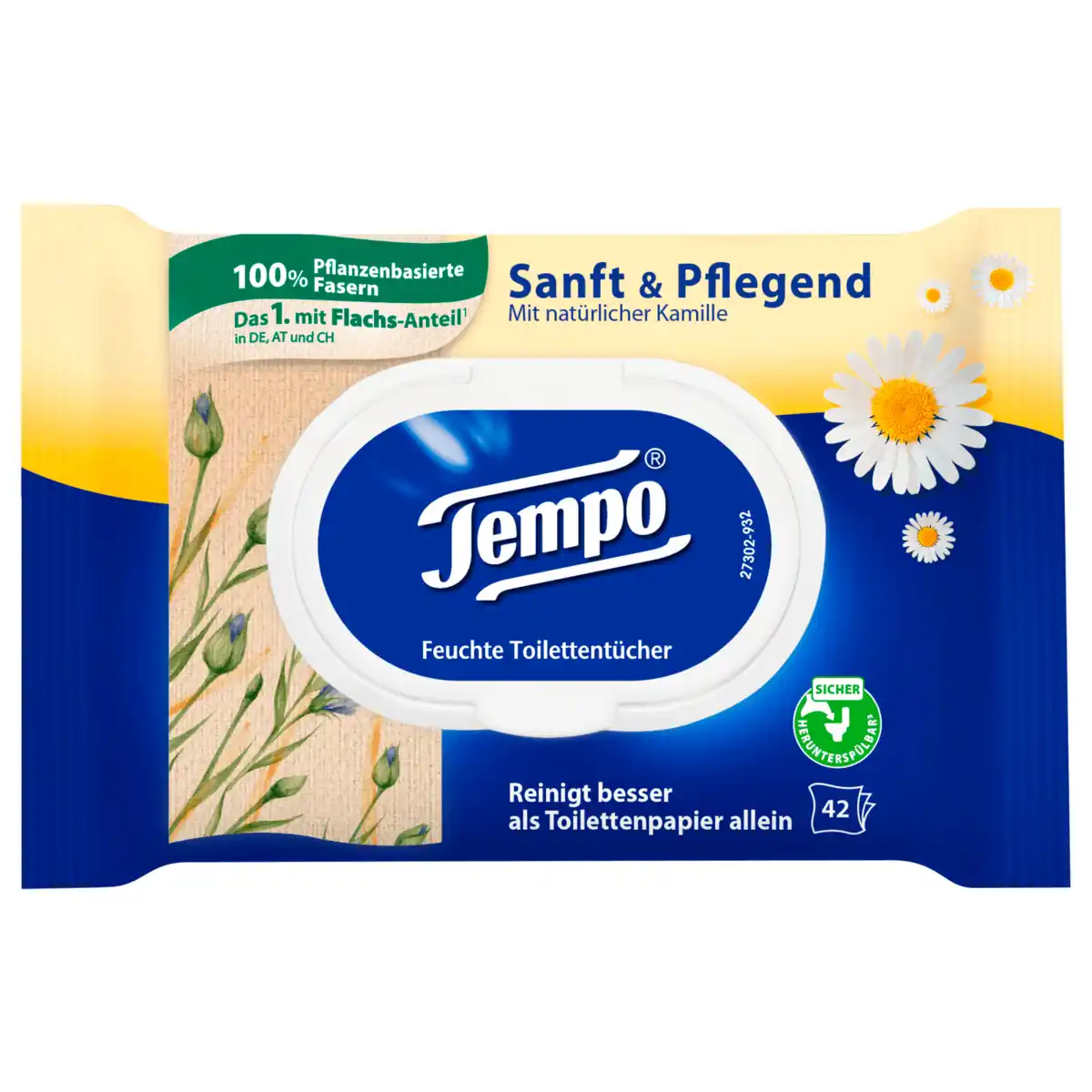 Bild 1 von Tempo feuchte Toilettentücher sanft & pflegend 42 Tücher