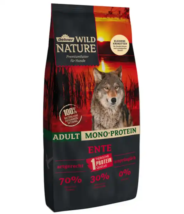 Bild 1 von Dehner Wild Nature Trockenfutter für Hunde Mono-Protein Kleine Krokette, Adult, Ente