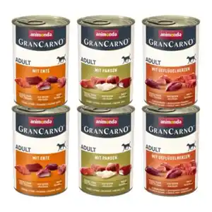 animonda GranCarno Original Nassfutter Hund Adult, Mixpaket 6x400 g Deftige Variation