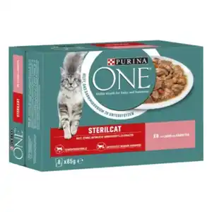 Purina ONE  STERILCAT Nassfutter Katze Adult zarte Stückchen in Sauce 8x85 g