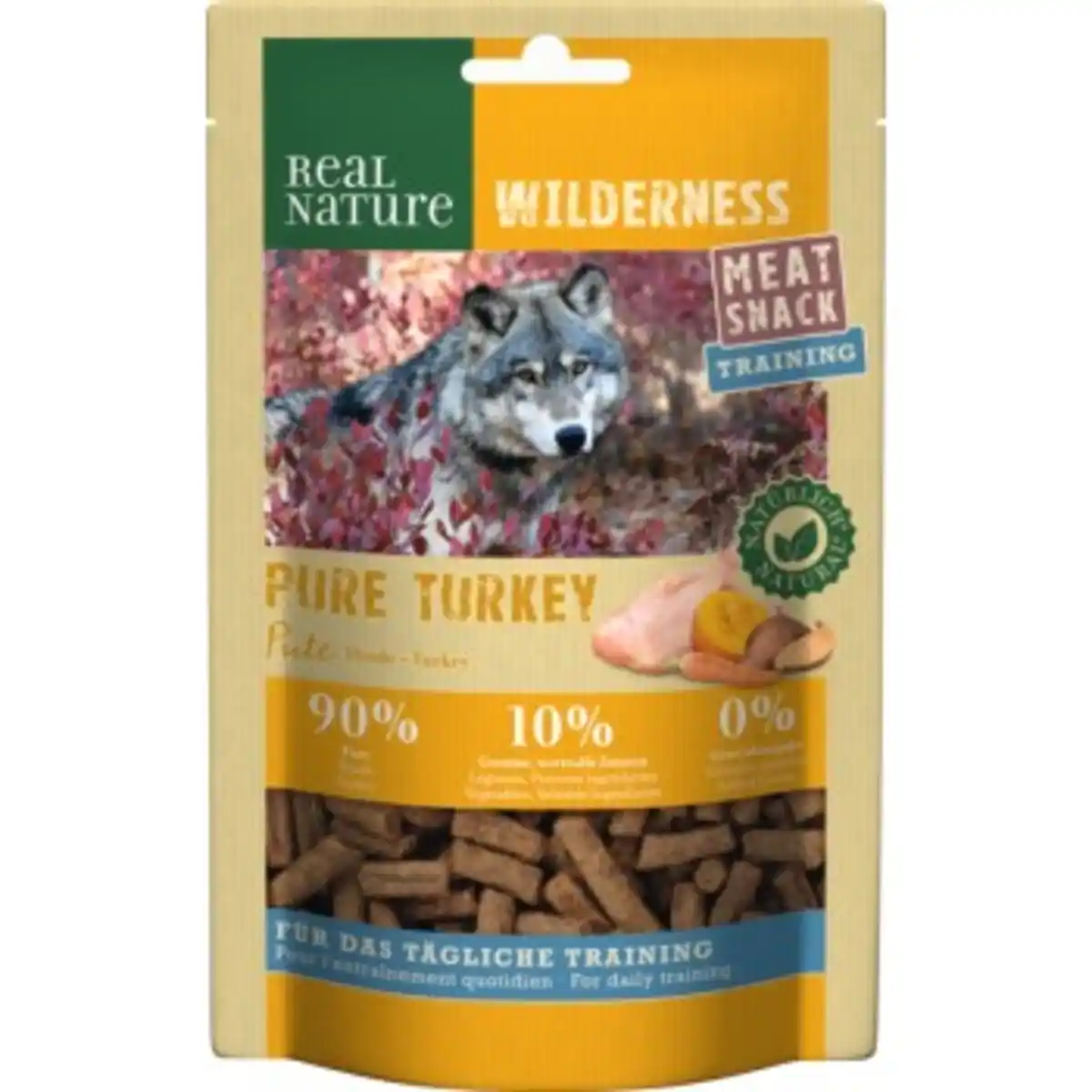 Bild 1 von REAL NATURE WILDERNESS Meat Snack Training 150g Pure Turkey, Pute mit Kürbis, Süßkartoffeln & Karotten