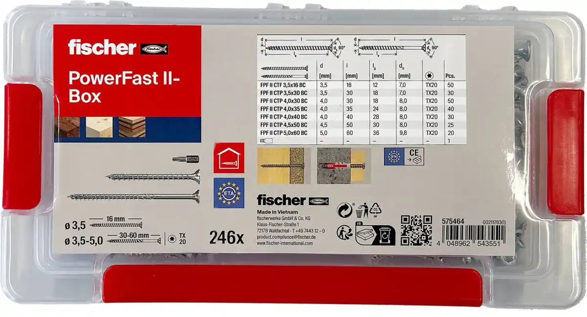 Bild 1 von FISCHER Holzschrauben-Box »PowerFast II«, 246-teilig