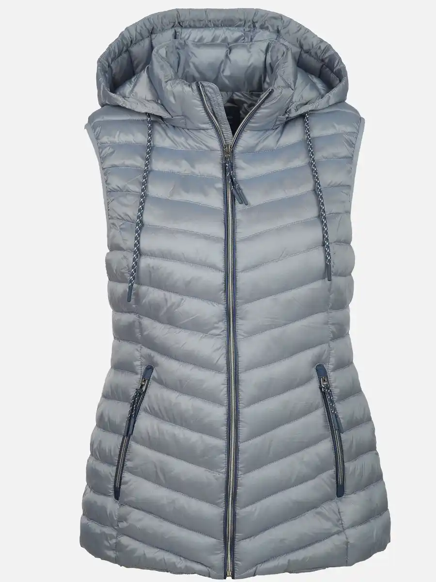 Bild 1 von Damen Steppweste mit abnehmbarer Kapuze Blau