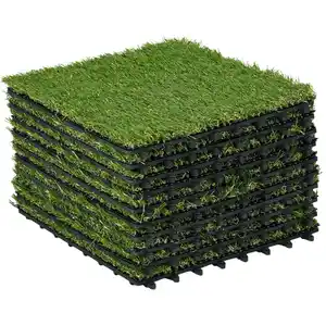 Kunstrasen 10 Stücke Rasenteppich 30 x 30 cm Grasmatte für Garten