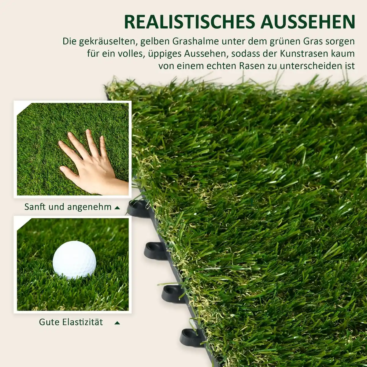 Bild 4 von Kunstrasen 10 Stücke Rasenteppich 30 x 30 cm Grasmatte für Garten