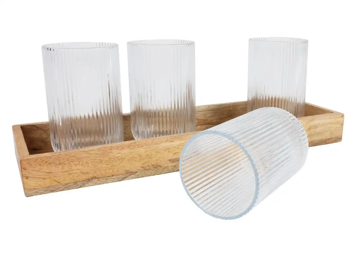 Bild 1 von Riffelglas 400ml Dieses exquisite Glas vereint modernes Design mit funktionaler Ästhetik und wird schnell zum Blickfang in Ihrem Zuhause.