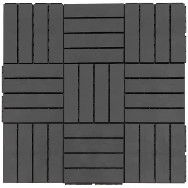 Bild 1 von 9 er Set Terassenfliesen Balkon Patio 30 x 30 cm Garten-Klickfliese Bodenbelag Bodenfliese Innen Außen Kunststoff Schwarz