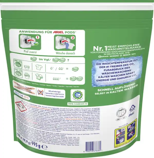 Bild 2 von Ariel Colorwaschmittel Flüssig All-in-1 Pods Color 100WL, 100 WL