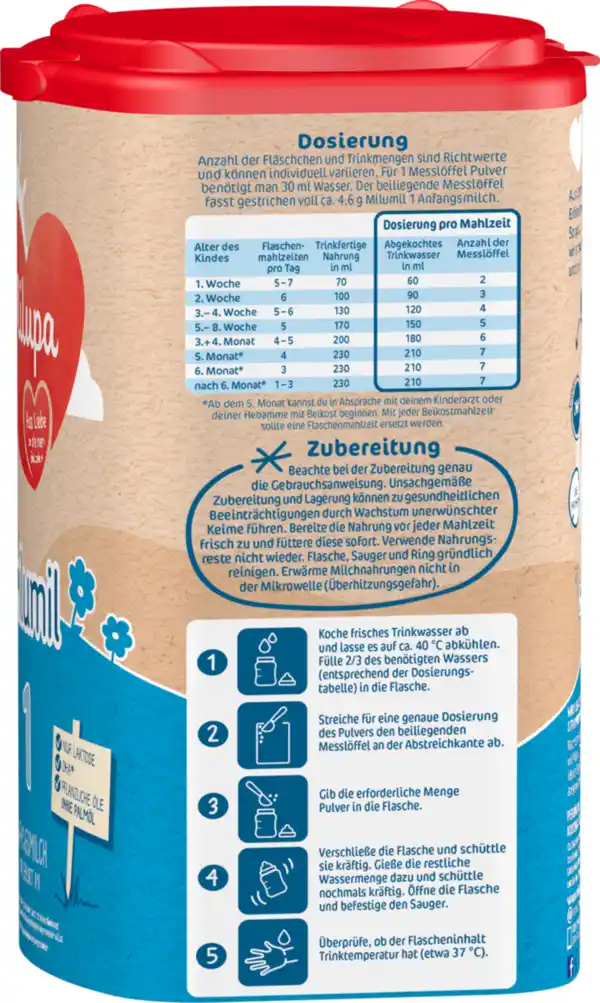 Bild 2 von Milupa Milumil 1 Anfangsmilch von Geburt an, 800 g