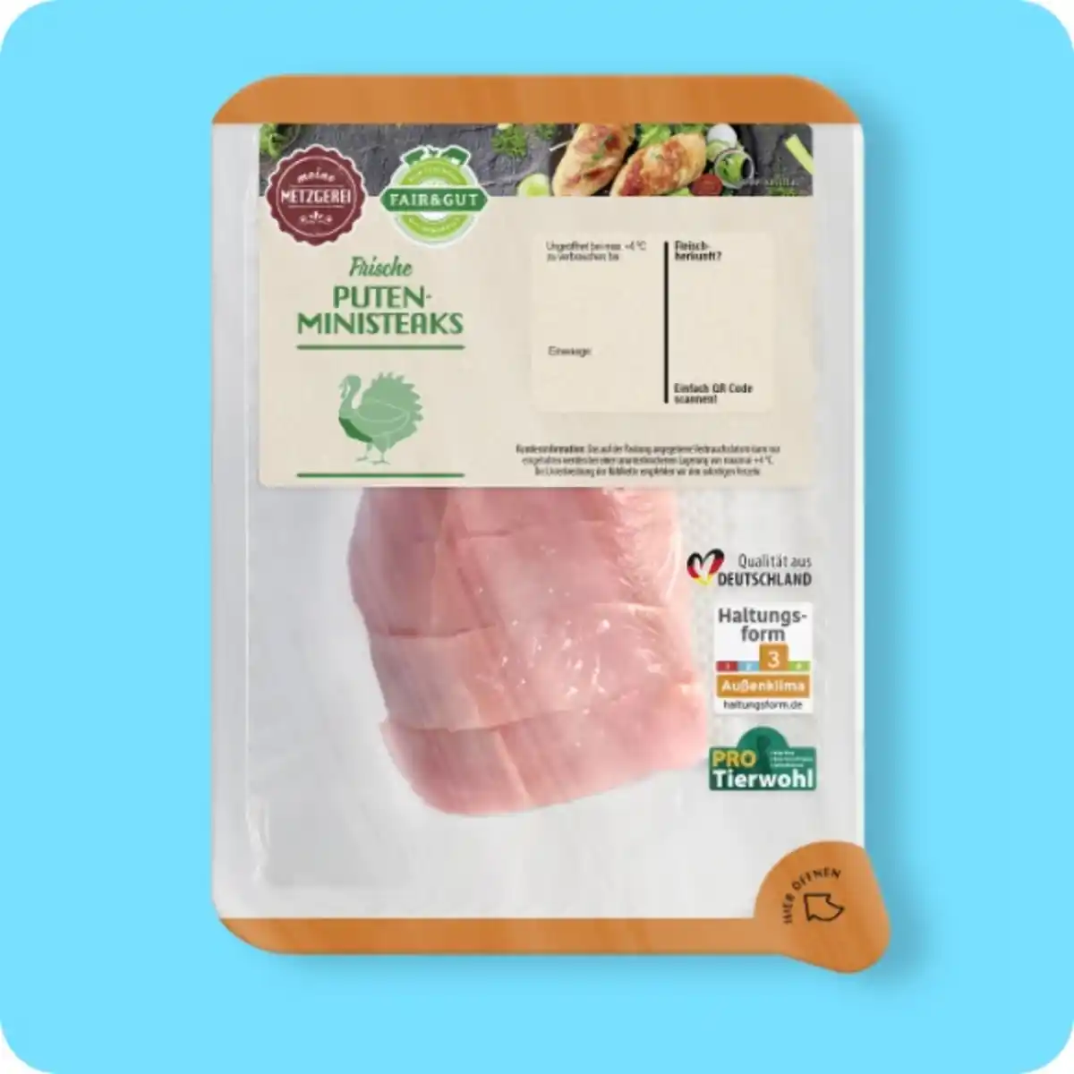 Bild 1 von FAIR & GUT Puten-Ministeaks, Aus dem Putenbrustfilet geschnitten