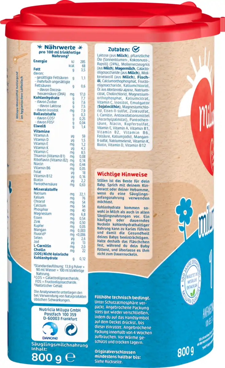 Bild 3 von Milupa Milumil 1 Anfangsmilch von Geburt an, 800 g