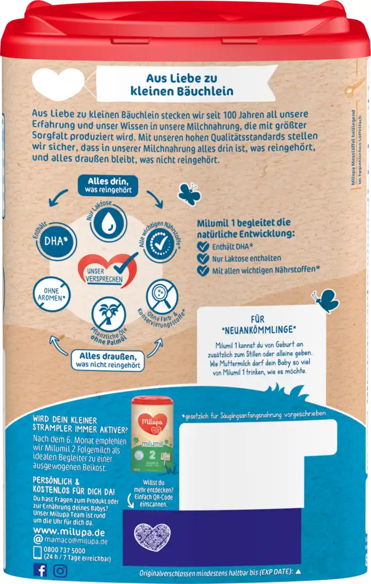 Bild 4 von Milupa Milumil 1 Anfangsmilch von Geburt an, 800 g