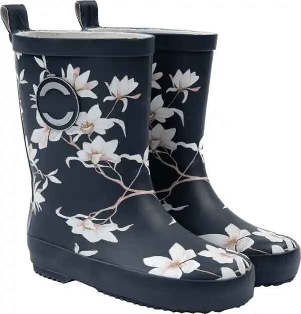 Bild 1 von Mikk-Line Gummistiefel mit Blumen-Muster, blau, Gr. 24/25