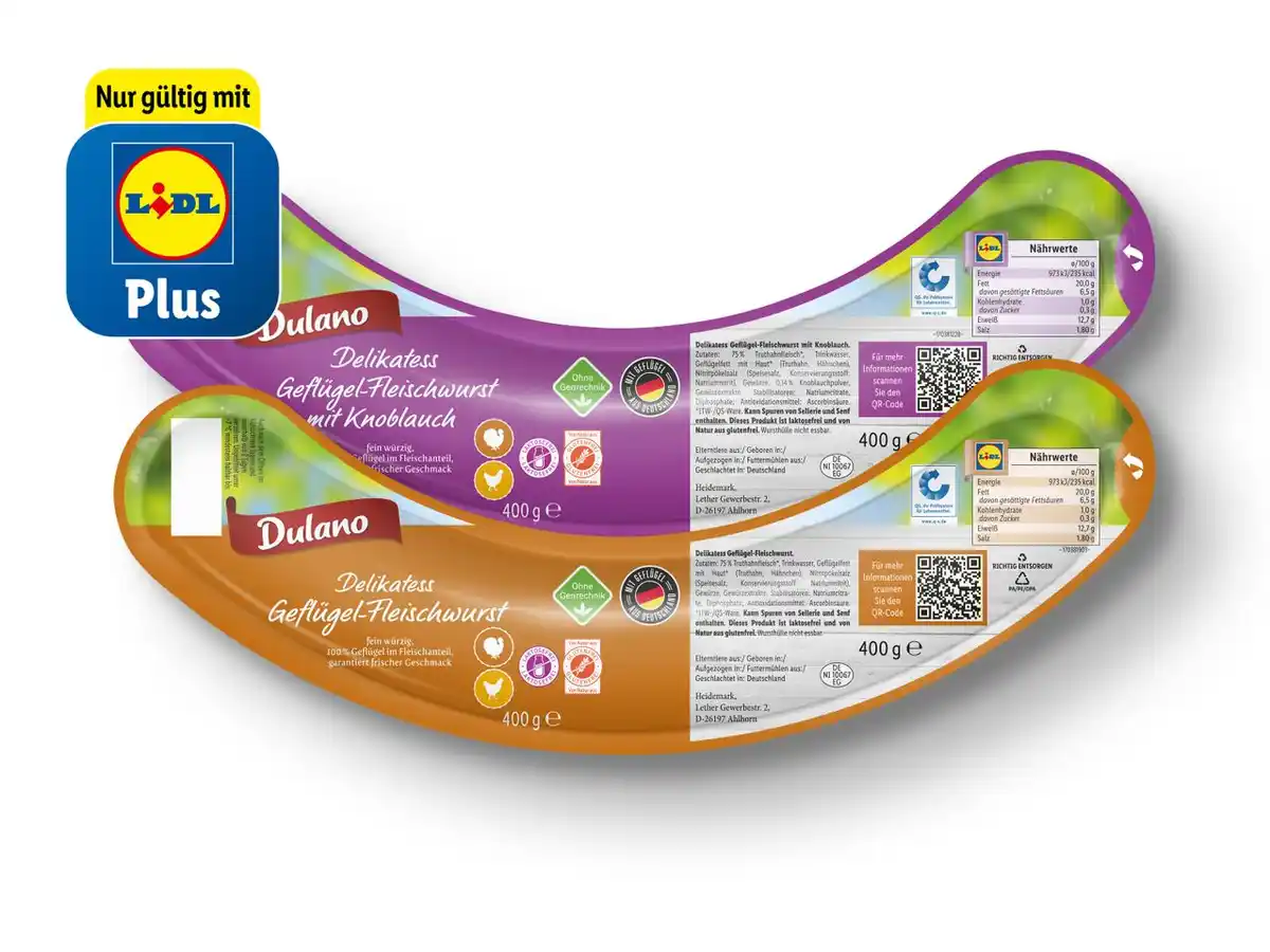 Bild 1 von Dulano Delikatess Geflügel-Fleischwurst,  400 g