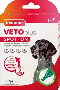 Beaphar VetoPlus Spot-On für mittelgroße Hunde 15 - 30 kg 3x2 ml