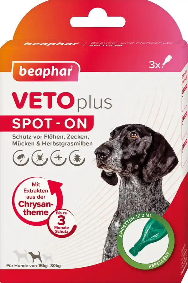 Bild 1 von Beaphar VetoPlus Spot-On für mittelgroße Hunde 15 - 30 kg 3x2 ml